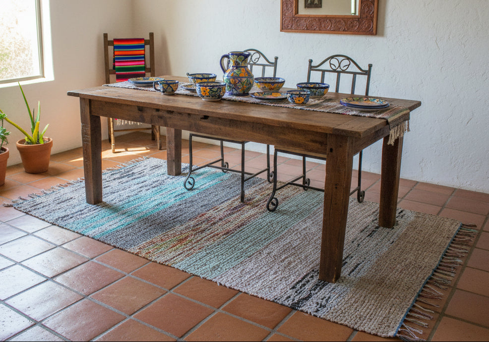 Loom-Woven Upcycled Fabric Area Rug - Colorful Entryway Runner (41.5" x 27") #2