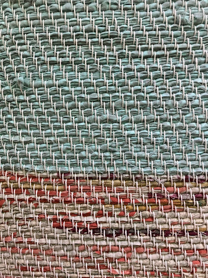 Loom-Woven Upcycled Fabric Small Area Rug - Colorful Accent (23.5" x 19.5")  #11