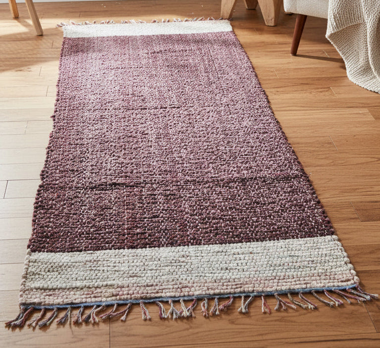 Heavyweight Loom-woven Knitted Cord Runner - Deep Purple (73" x 25") #43