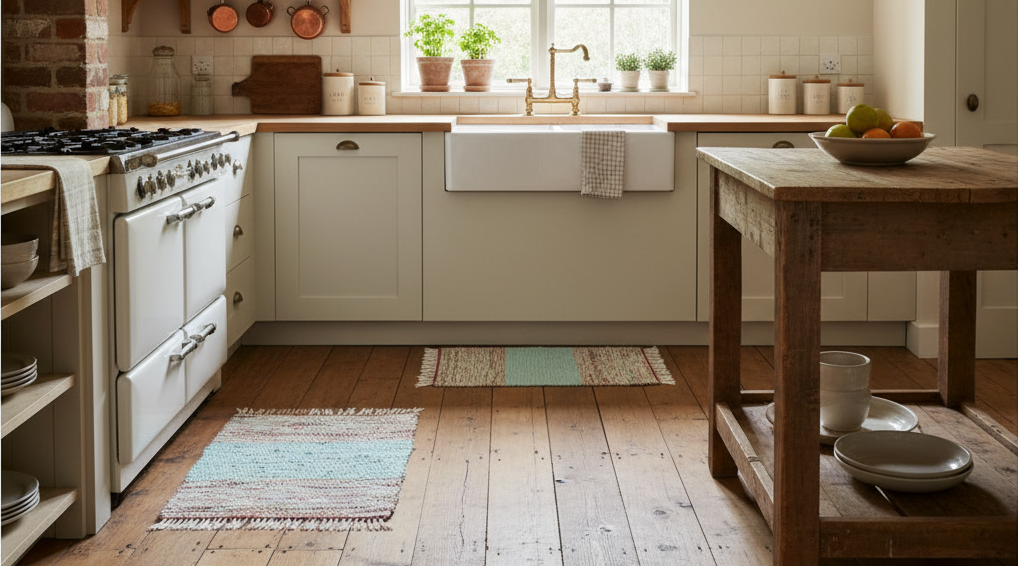 Loom-Woven Upcycled Fabric Small Area Rug - Colorful Accent (23.5" x 19.5")  #11